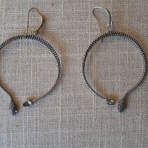 Sterling Silver and Green Topaz Snake Hoops